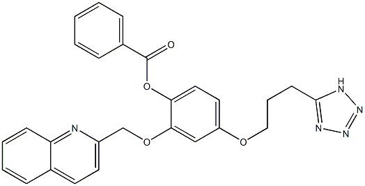 2-[5-[3-(1H-Tetrazol-5-yl)propoxy]-2-benzoyloxyphenoxymethyl]quinoline Struktur