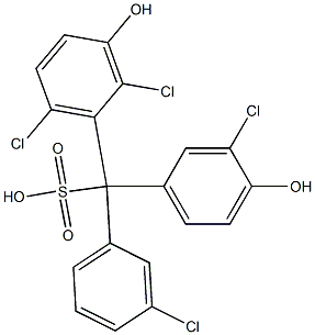 (3-クロロフェニル)(3-クロロ-4-ヒドロキシフェニル)(2,6-ジクロロ-3-ヒドロキシフェニル)メタンスルホン酸 化学構造式