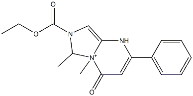 7-Ethoxycarbonyl-4,6-dihydro-5,6-dimethyl-4-oxo-2-phenyl-1H-imidazo[1,5-a]pyrimidin-5-ium Structure