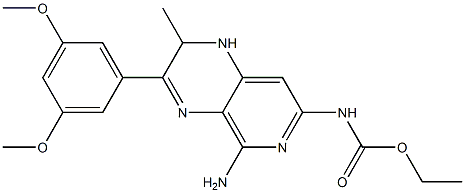 N-[(5-アミノ-1,2-ジヒドロ-2-メチル-3-(3,5-ジメトキシフェニル)ピリド[3,4-b]ピラジン)-7-イル]カルバミド酸エチル 化学構造式