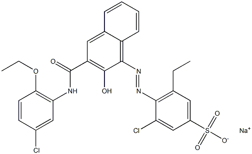 3-Chloro-5-ethyl-4-[[3-[[(3-chloro-6-ethoxyphenyl)amino]carbonyl]-2-hydroxy-1-naphtyl]azo]benzenesulfonic acid sodium salt,,结构式