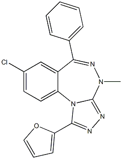 1-(2-Furanyl)-4-methyl-6-phenyl-8-chloro-4H-[1,2,4]triazolo[4,3-a][1,3,4]benzotriazepine Struktur