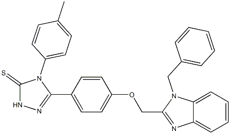 5-[4-[(1-Benzyl-1H-benzimidazol-2-yl)methoxy]phenyl]-4-(p-toluyl)-2H-1,2,4-triazole-3(4H)-thione Struktur