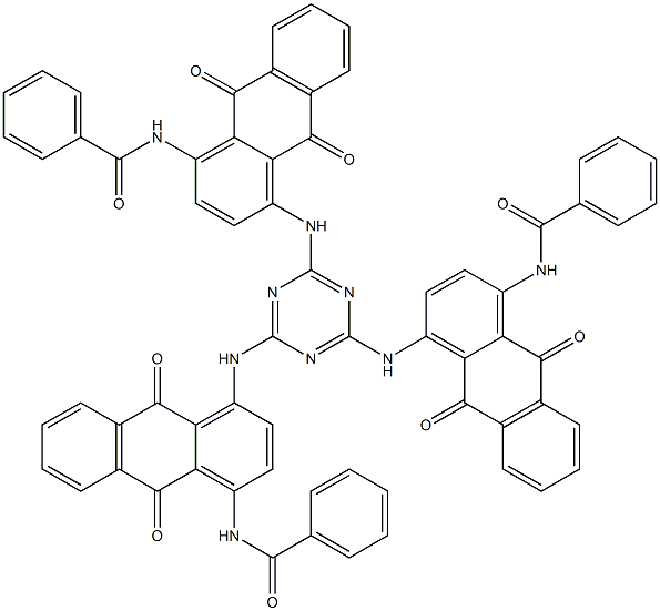 2,4,6-Tris(4-benzoylamino-9,10-dihydro-9,10-dioxoanthracen-1-ylamino)-1,3,5-triazine 结构式