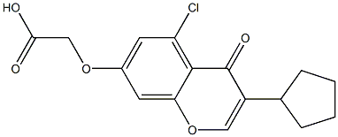 [(5-クロロ-3-シクロペンチル-4-オキソ-4H-1-ベンゾピラン-7-イル)オキシ]酢酸 化学構造式