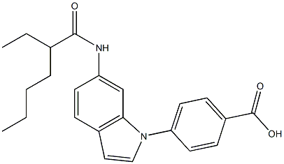 4-[6-(2-Ethylhexanoylamino)-1H-indol-1-yl]benzoic acid,,结构式