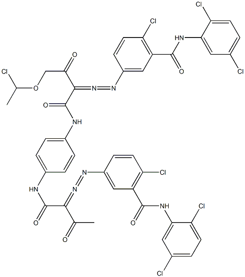 3,3'-[2-[(1-Chloroethyl)oxy]-1,4-phenylenebis[iminocarbonyl(acetylmethylene)azo]]bis[N-(2,5-dichlorophenyl)-6-chlorobenzamide],,结构式