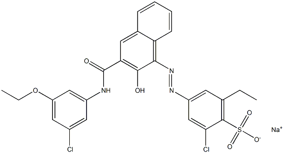 2-Chloro-6-ethyl-4-[[3-[[(3-chloro-5-ethoxyphenyl)amino]carbonyl]-2-hydroxy-1-naphtyl]azo]benzenesulfonic acid sodium salt,,结构式