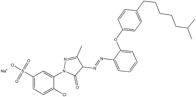 4-Chloro-3-[5-oxo-4,5-dihydro-3-methyl-4-[[2-[4-(6-methylheptyl)phenoxy]phenyl]azo]-1H-pyrazol-1-yl]benzenesulfonic acid sodium salt Structure