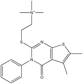 N,N,N-Trimethyl[2-[[[5,6-dimethyl-3-phenyl-3,4-dihydro-4-oxothieno[2,3-d]pyrimidin]-2-yl]thio]ethyl]aminium Structure