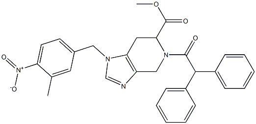 1-(3-Methyl-4-nitrobenzyl)-5-diphenylacetyl-4,5,6,7-tetrahydro-1H-imidazo[4,5-c]pyridine-6-carboxylic acid methyl ester 结构式