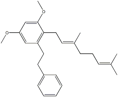 5-(2-Phenylethyl)-4-[(2E)-3,7-dimethyl-2,6-octadien-1-yl]-1,3-dimethoxybenzene,,结构式