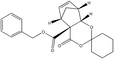 (4aR,5S,8R,8aS)-4a,5,8,8a-Tetrahydro-4-oxospiro[5,8-methano-4H-1,3-benzodioxin-2,1'-cyclohexane]-4a-carboxylic acid benzyl ester 结构式