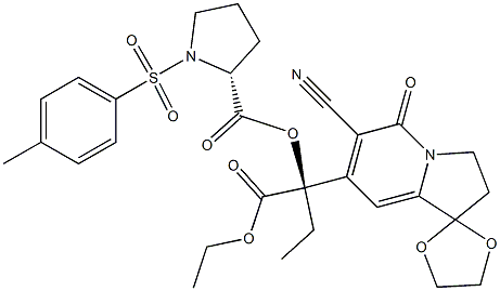 6-Cyano-7-[(R)-1-ethoxycarbonyl-1-[[(2R)-1-[(4-methylphenyl)sulfonyl]-2-pyrrolidinyl]carbonyloxy]propyl]-2,3-dihydrospiro[indolizine-1,2'-[1,3]dioxolan]-5-one 结构式