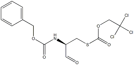 (R)-2-[(ベンジルオキシカルボニル)アミノ]-3-[(2,2,2-トリクロロエトキシカルボニル)チオ]プロパナール 化学構造式