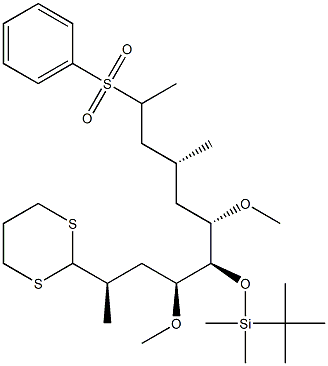 (2R,4S,5R,6S,8R)-5-(tert-Butyldimethylsilyloxy)-2-(1,3-dithian-2-yl)-4,6-dimethoxy-8-methyl-10-phenylsulfonylundecane 结构式