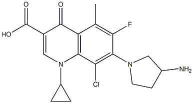 1-Cyclopropyl-8-chloro-6-fluoro-5-methyl-1,4-dihydro-4-oxo-7-(3-amino-1-pyrrolidinyl)quinoline-3-carboxylic acid,,结构式