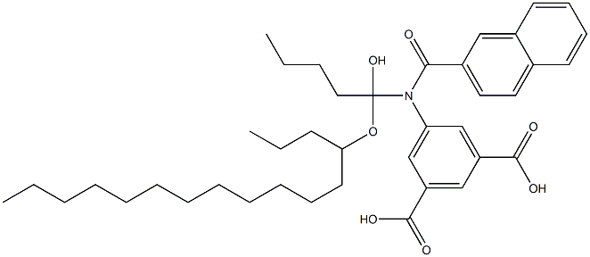 5-[4-Hexadecyloxy-1-hydroxy-2-naphthoyl(pentyl)amino]isophthalic acid 结构式
