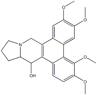 3,4,6,7-テトラメトキシ-14-ヒドロキシ-9,11,12,13,13a,14-ヘキサヒドロジベンゾ[f,h]ピロロ[1,2-b]イソキノリン 化学構造式