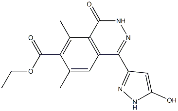 6,8-Dimethyl-4-(5-hydroxy-1H-pyrazol-3-yl)-1-oxo-1,2-dihydrophthalazine-7-carboxylic acid ethyl ester,,结构式