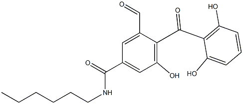 N-Hexyl-3-formyl-5-hydroxy-4-(2,6-dihydroxybenzoyl)benzamide Struktur