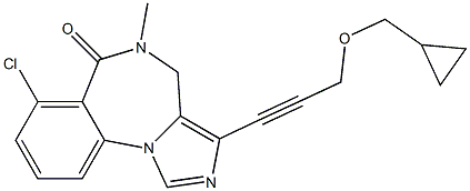 7-Chloro-3-[3-(cyclopropylmethoxy)-1-propynyl]-4,5-dihydro-5-methyl-6H-imidazo[1,5-a][1,4]benzodiazepin-6-one 结构式