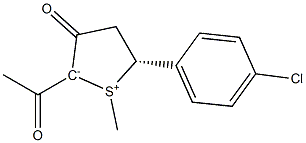(5R)-2-Acetyl-5-(p-chlorophenyl)-1-methyl-3-oxo-2,3,4,5-tetrahydrothiophen-1-ium-2-ide Struktur