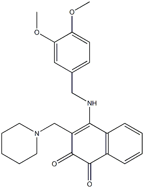 4-[(3,4-Dimethoxybenzyl)amino]-3-[(piperidin-1-yl)methyl]naphthalene-1,2-dione Structure