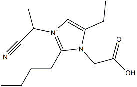 3-(1-Cyanoethyl)-2-butyl-5-ethyl-1-(carboxymethyl)-1H-imidazol-3-ium 结构式