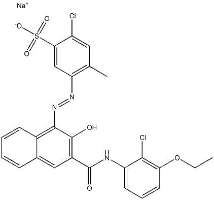 2-クロロ-4-メチル-5-[[3-[[(2-クロロ-3-エトキシフェニル)アミノ]カルボニル]-2-ヒドロキシ-1-ナフチル]アゾ]ベンゼンスルホン酸ナトリウム 化学構造式