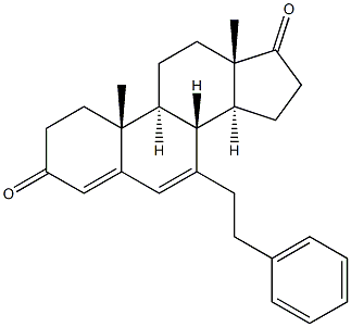 7α-(2-フェニルエチル)アンドロスタ-4,6-ジエン-3,17-ジオン 化学構造式