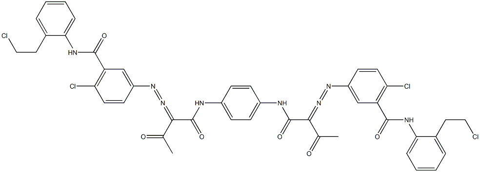 3,3'-[1,4-Phenylenebis[iminocarbonyl(acetylmethylene)azo]]bis[N-[2-(2-chloroethyl)phenyl]-6-chlorobenzamide] Structure