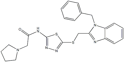 N-[2-[(1-Benzyl-1H-benzimidazol-2-yl)methylthio]-1,3,4-thiadiazol-5-yl]-2-(pyrrolidin-1-yl)acetamide Struktur