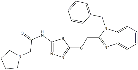 N-[2-[(1-Benzyl-1H-benzimidazol-2-yl)methylthio]-1,3,4-thiadiazol-5-yl]-2-(pyrrolidin-1-yl)acetamide 结构式