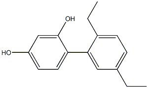 4-(2,5-ジエチルフェニル)ベンゼン-1,3-ジオール 化学構造式