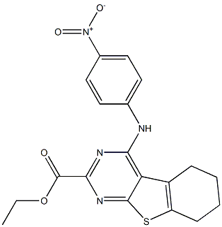 5,6,7,8-Tetrahydro-4-(4-nitrophenylamino)[1]benzothieno[2,3-d]pyrimidine-2-carboxylic acid ethyl ester Structure