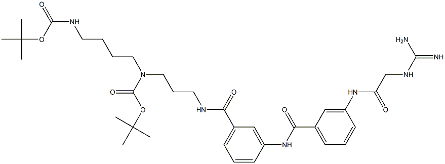 3-[[3-[[[(Amidino)amino]acetyl]amino]benzoyl]amino]-N-[3-[(tert-butoxycarbonyl)[4-(tert-butoxycarbonylamino)butyl]amino]propyl]benzamide,,结构式