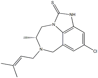 [5R,(-)]-9-Chloro-4,5,6,7-tetrahydro-5-methyl-6-(3-methyl-2-butenyl)imidazo[4,5,1-jk][1,4]benzodiazepine-2(1H)-thione,,结构式