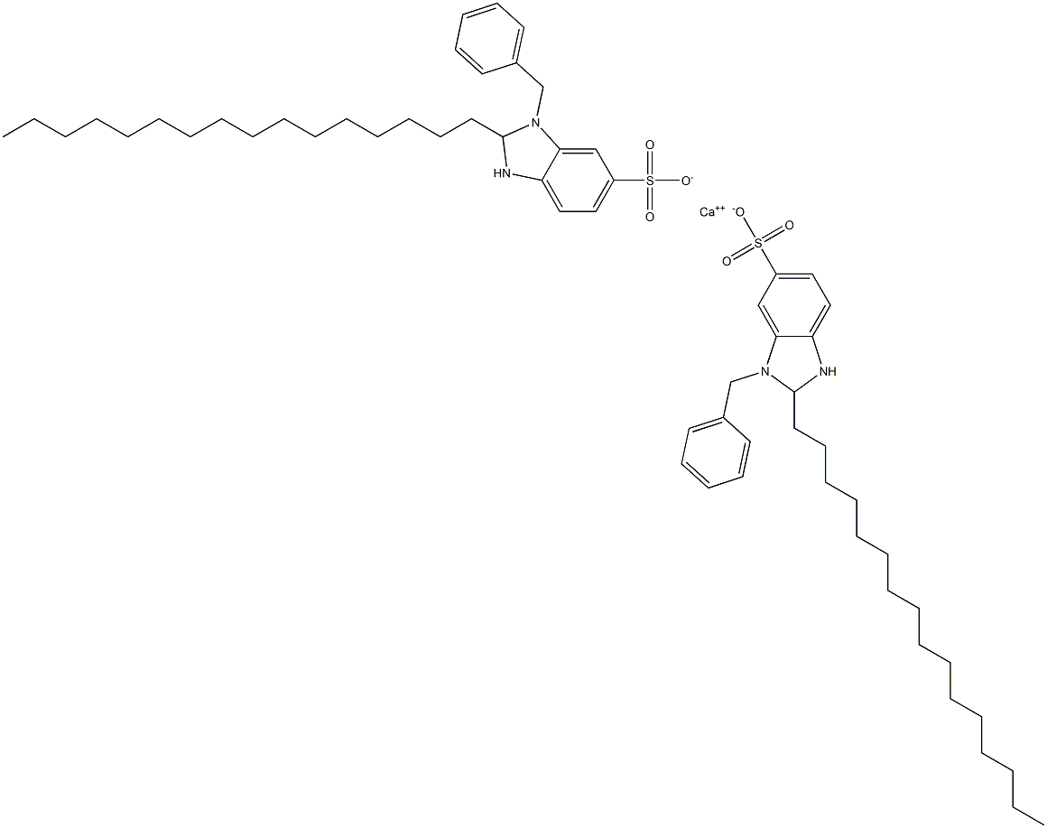 Bis(1-benzyl-2,3-dihydro-2-hexadecyl-1H-benzimidazole-6-sulfonic acid)calcium salt Structure