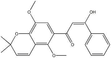 5,8-Dimethoxy-2,2-dimethyl-6-(3-phenyl-3-hydroxypropenoyl)-2H-1-benzopyran,,结构式