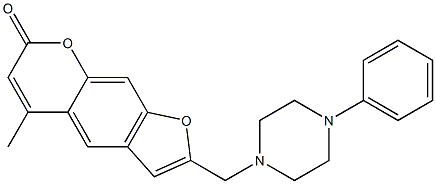 2-(4-Phenylpiperazinomethyl)-5-methyl-7H-furo[3,2-g][1]benzopyran-7-one 结构式