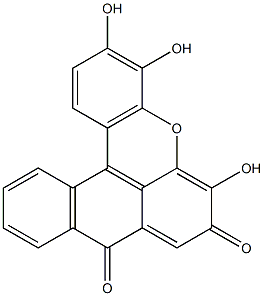 3,4,6-トリヒドロキシナフト[3,2,1-kl]キサンテン-7,9-ジオン 化学構造式
