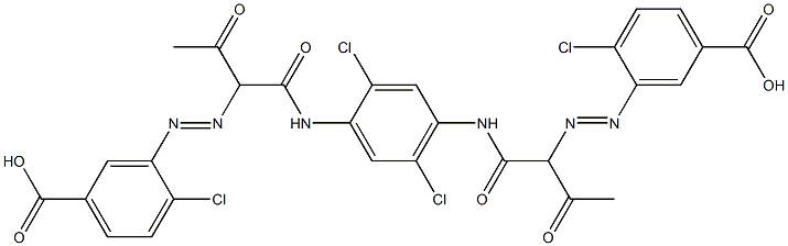 1,4-ビス[2-(5-カルボキシ-2-クロロフェニルアゾ)-1,3-ジオキソブチルアミノ]-2,5-ジクロロベンゼン 化学構造式