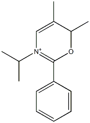 3-イソプロピル-5,6-ジメチル-2-フェニル-6H-1,3-オキサジン-3-イウム 化学構造式
