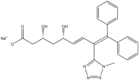 (3R,5S,6E)-9,9-ジフェニル-3,5-ジヒドロキシ-8-(1-メチル-1H-テトラゾール-5-イル)-6,8-ノナジエン酸ナトリウム 化学構造式