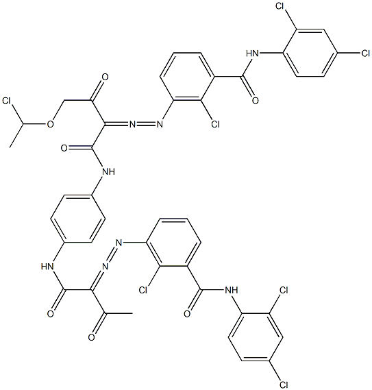 3,3'-[2-[(1-Chloroethyl)oxy]-1,4-phenylenebis[iminocarbonyl(acetylmethylene)azo]]bis[N-(2,4-dichlorophenyl)-2-chlorobenzamide],,结构式