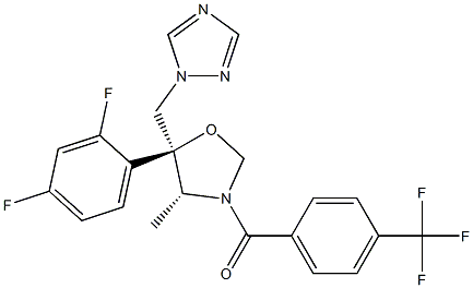 (4R,5S)-5-(2,4-ジフルオロフェニル)-4-メチル-5-[(1H-1,2,4-トリアゾール-1-イル)メチル]-3-(4-トリフルオロメチルベンゾイル)オキサゾリジン 化学構造式