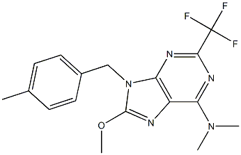 6-Dimethylamino-9-(4-methylbenzyl)-2-trifluoromethyl-8-methoxy-9H-purine 结构式
