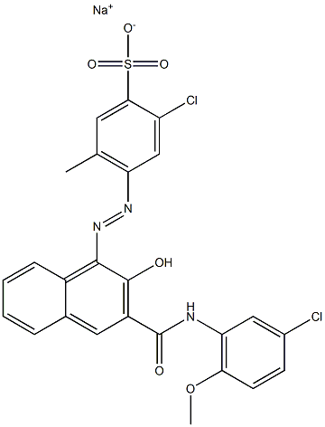 2-Chloro-5-methyl-4-[[3-[[(3-chloro-6-methoxyphenyl)amino]carbonyl]-2-hydroxy-1-naphtyl]azo]benzenesulfonic acid sodium salt,,结构式