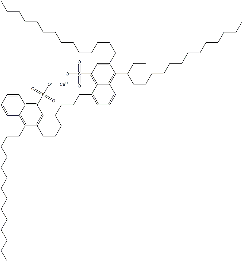 Bis(3,4-ditetradecyl-1-naphthalenesulfonic acid)calcium salt,,结构式